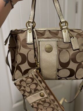 Y2K Coach Satchel with Metallic Gold Trim